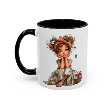 Cute Girl Floral Child Art Accent Mug